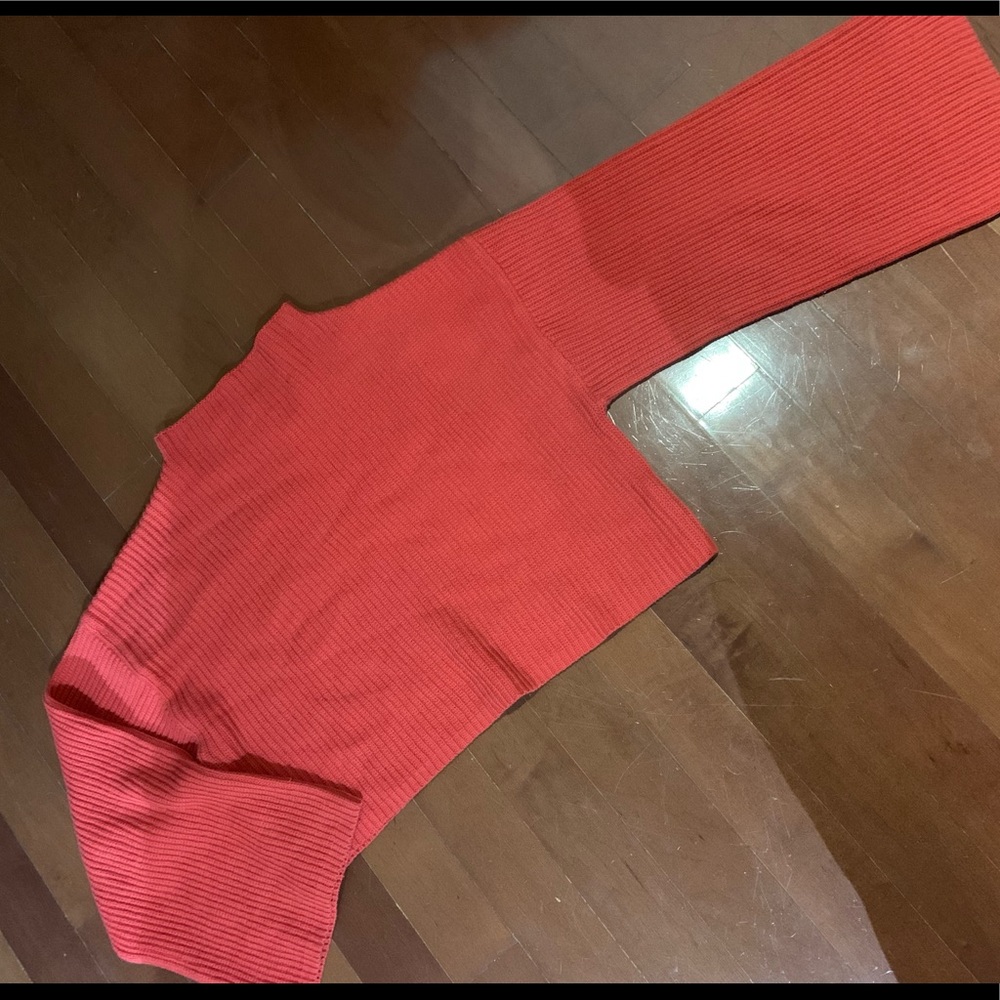 Monki Cropped Ribbed Sweater with Bell Sleeves